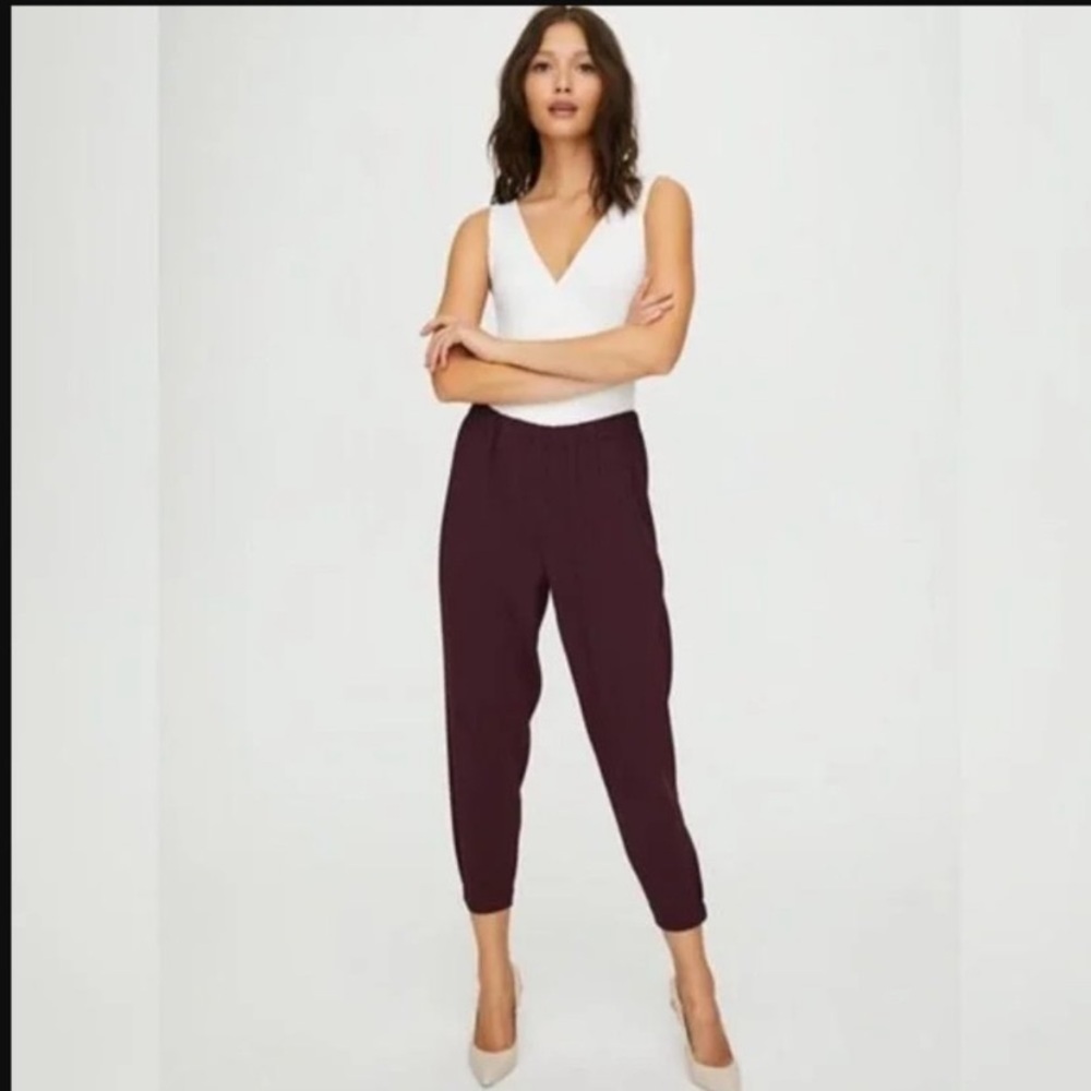 Babaton Ankle Cropped Pants in Burgundy